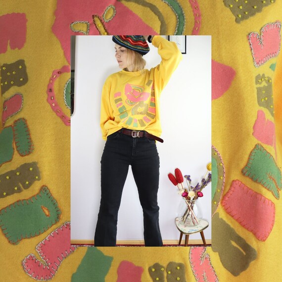 Knalliger Vintage Fiorucci Vintage Pullover mit cr