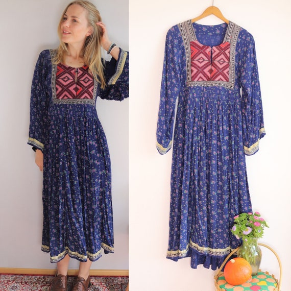 Rare 70s Afghan Folklore Dress Hand Embroidered