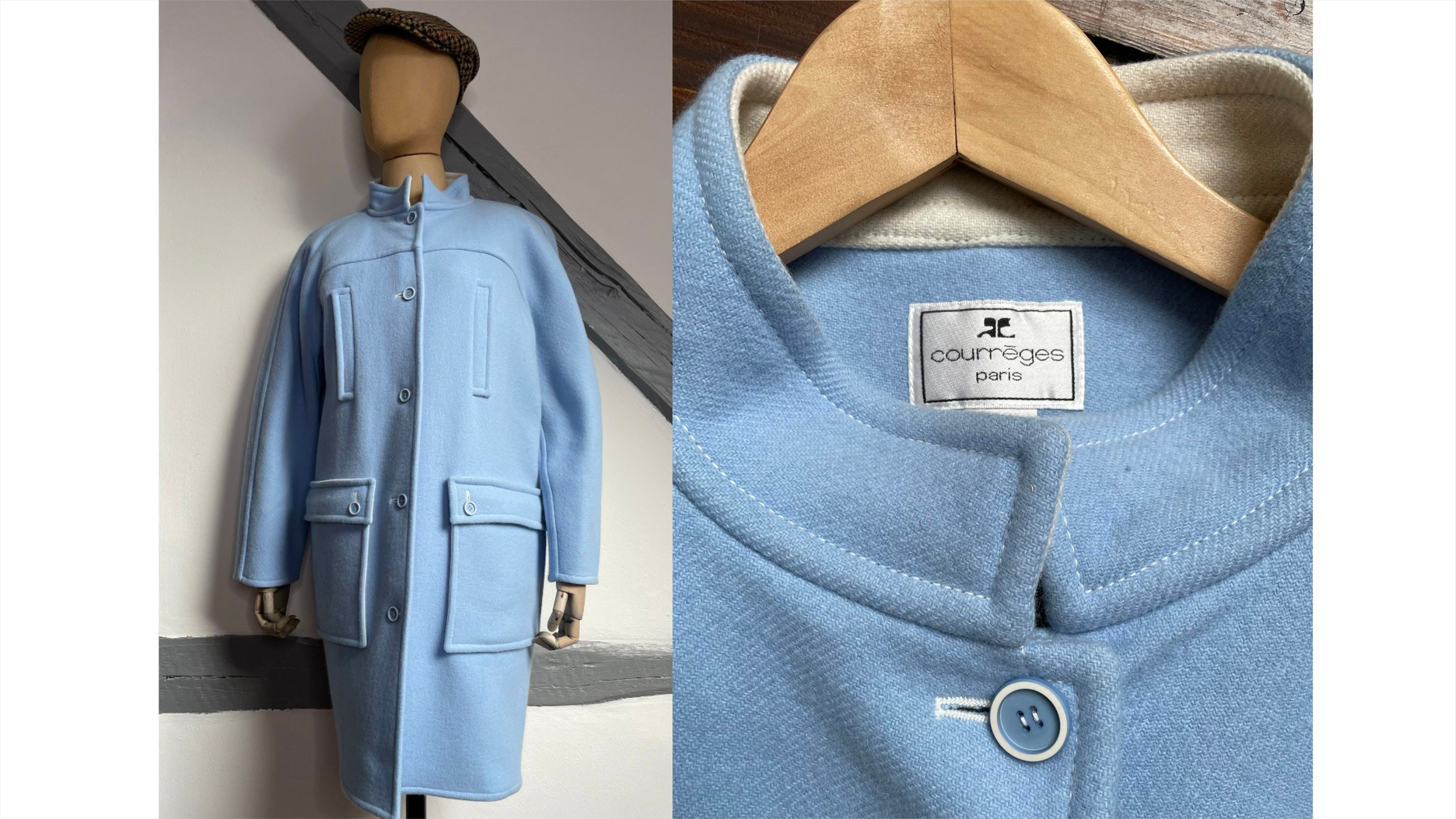 Original Courrèges Paris Wool Coat Light Blue Rare M/L - Etsy Canada