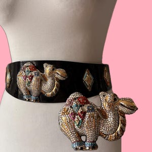 Henryks Bijoux Austrian Crystal Vintage Red Wide Leather Belt with Large Griffon Brown Wide Leather Belt with Silver Concho Accents main image 2