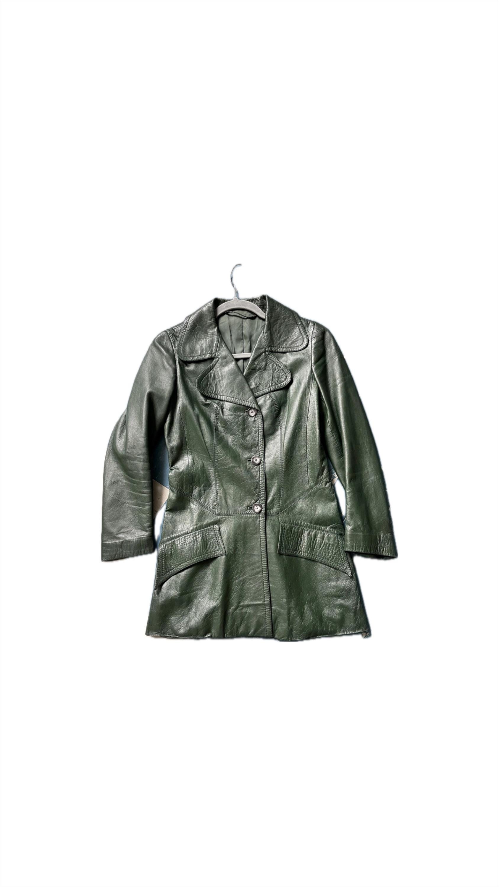 70s Leather Jacket レアカラー 深緑 70s Leather Jacket レアカラー 深緑