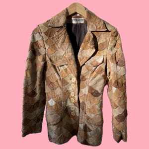 70s Patchwork Lederjacke Fischschuppen selten