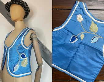 70s hand-painted quilted silk vest
