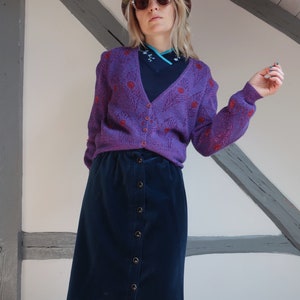 80s Krizia Cardigan Peacock Feathers Lurex Purple image 2