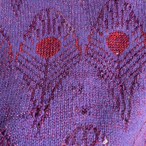 Cardigan Krizia des années 80 plumes de paon lurex violet image 9