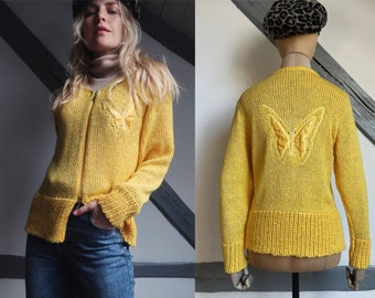 Sweet vintage butterfly cardigan yellow