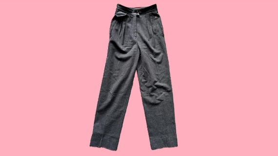 Claude Montana, 80s CLAUDE MONTANA* High Waist Hose Wolle Grau