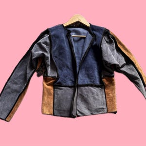 PATCHWORK CUIR* Veste en cuir patchwork fait main pièce unique daim