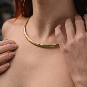 Brass Necklace Choker Gold, Brass Jewellery, Neck Cuff, Metal Choker Boho, Stiff Collar, Tribaljewelry, African Necklace Gift Jewellery