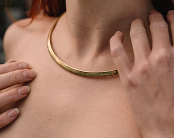 Brass Necklace Choker Gold, Brass Jewellery, Neck Cuff, Metal Choker Boho, Stiff Collar, Tribaljewelry, African Necklace Gift Jewellery