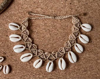 Bracelet Ou Bracelet De Cheville Naturel Kauri Coquille Boho Hippie - Beige