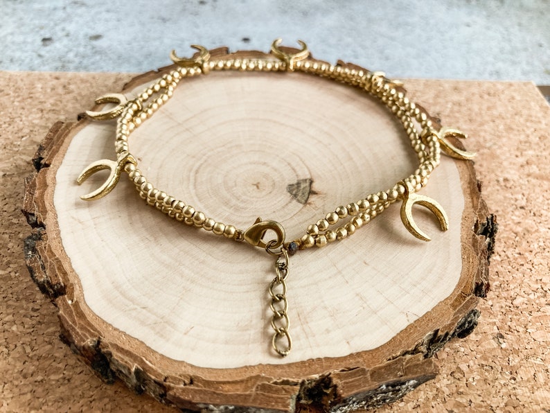 Boho Jewellery Set of 4 | Moon Jewelry Set | Moon Earrings | Moon Necklace | Moon Ring Tigereye | Moon Anklet | Boho Jewelry | Silver & Gold image 5