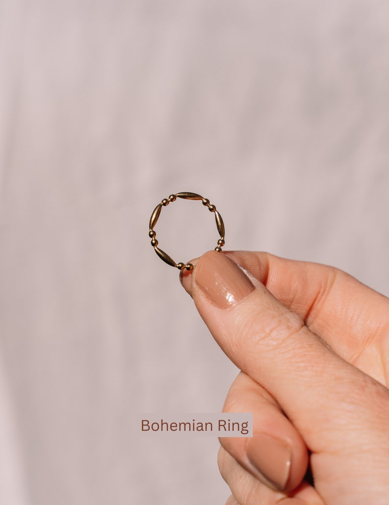 Boho Ring Set, 18K Vergoldete Ringe Wasserfest, Verstellbare Ringe Edelstahl, Gehämmerter Zeigefingerring, Doppelring,Ringe Boho Schmuck Set Bohemian Ring