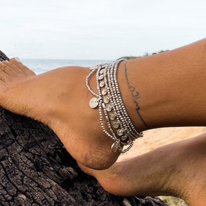 Boho Anklet Set of 3 |  Brass Gold Anklet | Brass Silver Anklet | Bohemian Ankle Bracelet | Brass jewelery | Beaded Anklet | Bridal jewelery
