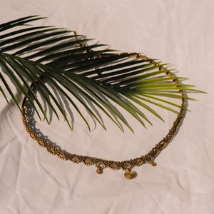 Macrame Belly Chain with Gold Pendant Adjustable Body Chain Boho Waist Chain African Belly Chain Tribaljewelery Bild 5