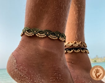 Bracciale alla caviglia indiano | Cavigliera Macrame Boho Gypsy Tribale | Cavigliera da spiaggia per donna