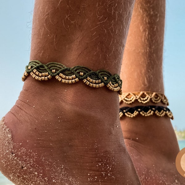 Bracciale alla caviglia indiano | Cavigliera Macrame Boho Gypsy Tribale | Cavigliera da spiaggia per donna