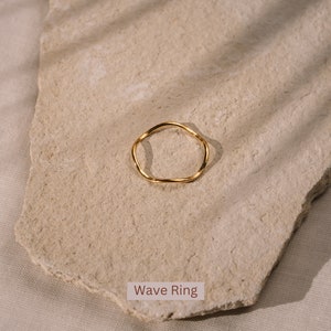 Boho Ring Set, 18K Vergoldete Ringe Wasserfest, Verstellbare Ringe Edelstahl, Gehämmerter Zeigefingerring, Doppelring,Ringe Boho Schmuck Set Wave Ring