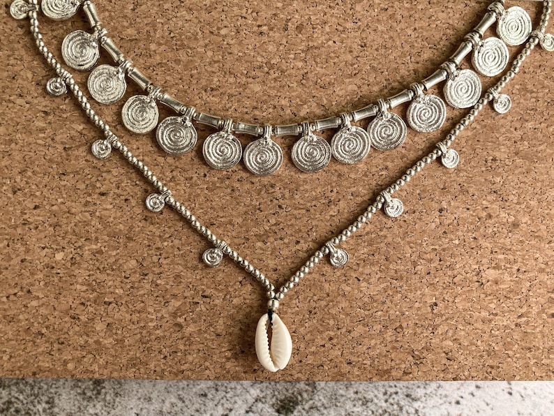 Indie Choker Necklace Set for women l Boho Choker Necklace in silver or gold l Brass Necklace Pendant Bild 8