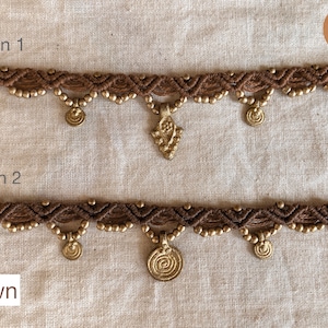 Macrame Belly Chain with Gold Pendant Adjustable Body Chain Boho Waist Chain African Belly Chain Tribaljewelery Bild 3
