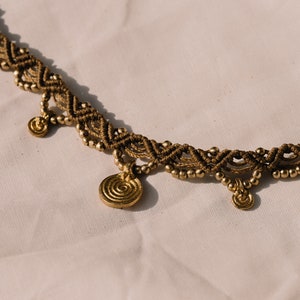 Macrame Belly Chain with Gold Pendant Adjustable Body Chain Boho Waist Chain African Belly Chain Tribaljewelery Bild 6
