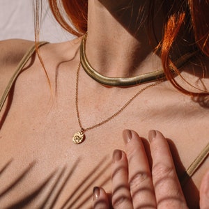 Gold Plated Herringbone Layered Necklace with round Pendant, 18K Gold Necklace Layered Boho Choker Waterproof, Stainless Steel Necklace Set Entire Necklace Set