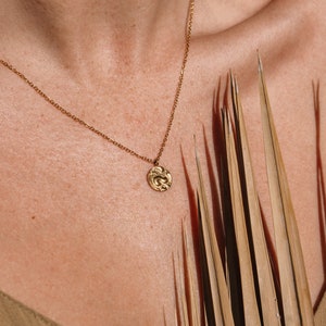 Gold Plated Herringbone Layered Necklace with round Pendant, 18K Gold Necklace Layered Boho Choker Waterproof, Stainless Steel Necklace Set Pendant Necklace