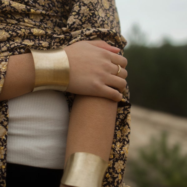 Bangle Bracelet Gold | Wide Bangle Brass Cuff | Adjustable Arm Cuff | Gold Bracelelt | Arm Cuff Jewelry | African Bagels | Boho Jewelry