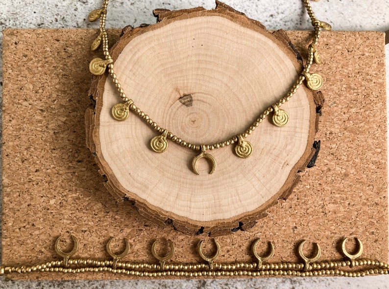 Boho Jewellery Set of 4 | Moon Jewelry Set | Moon Earrings | Moon Necklace | Moon Ring Tigereye | Moon Anklet | Boho Jewelry | Silver & Gold image 8