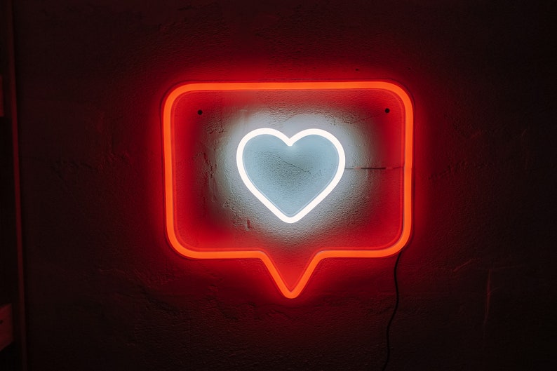 Like Instagram heart Neon sign Custom color medium size | Etsy