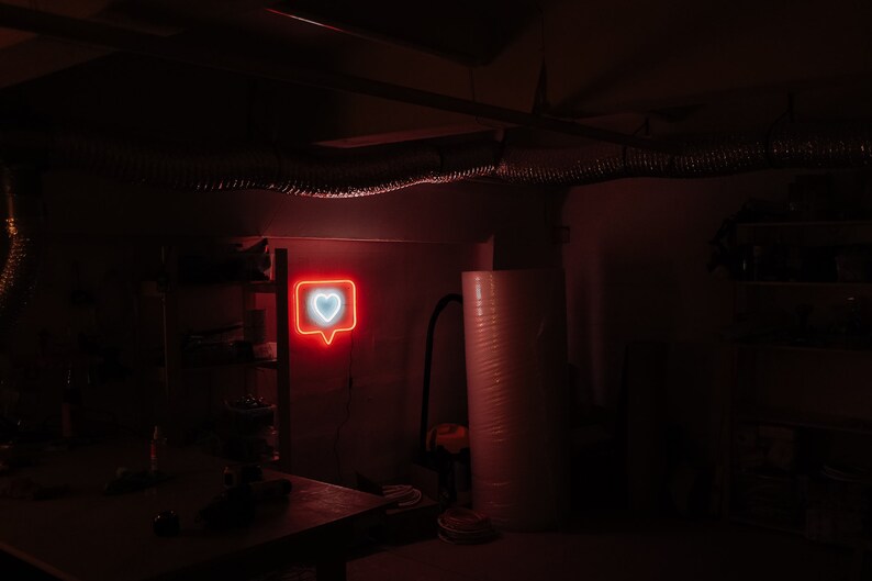 Like Instagram heart Neon sign Custom color medium size | Etsy