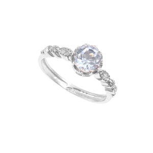 Aquamarine silver ring - 92.5 sterling silver ring for her aquamarine ring for her side stone best quality zicron used aquamarine jewelry