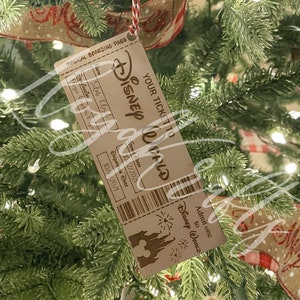 Personalized Disney Ticket Laser Cut Christmas Ornament | Custom | Surprise | Gift | Engraved | LloydKrafts | Holiday Present | Keepsake