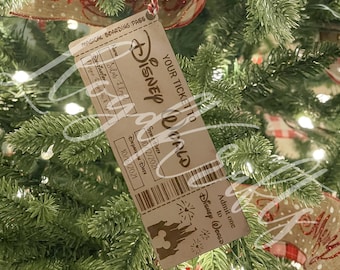 Personalized Disney Ticket Laser Cut Christmas Ornament | Custom | Surprise | Gift | Engraved | LloydKrafts | Holiday Present | Keepsake