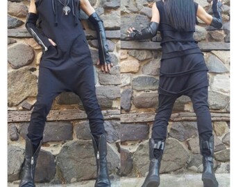 Gothic Jumpsuit/Extravagant Overalls/Everyday Jumpsuit/Casual Comfortable Overalls/Sleeveless Jumpsuit/Harem Overalls/Cotton Long Jumpsuit