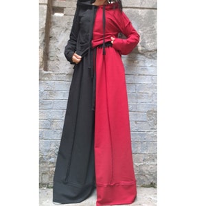 Two Color Set/High Waist Pants/Extravagant Outwear Woman Set/Pants And Sweatshirt Set/Cotton Hooded Set/Loose Woman Outfit/Avantgarde Set
