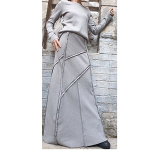 New Collection Extravagant Set/Cotton Skirt Blouse Set/Long Sleeve Top/Long Grey Skirt/Casual Grey Set/Avantgarde Woman Set