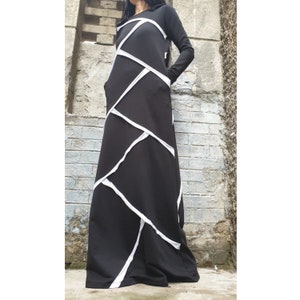 Urban Woman Clothing/Cotton Long Everyday Dress/Extravagant Hooded Dress/Casual Comfortable Dress/Gothic  Dress/Black Kaftan Dress