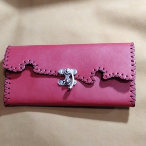 Cartera de cuero hecha a mano / Organizador de gran capacidad con múltiples ranuras para tarjetas / Cartera de mano delgada / Cartera de cuero genuino / Cartera tipo sobre para efectivo