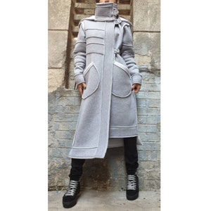 Extravagant Winter Vest / Asymmetric Grey Sweatshirt / Loose Cardigan / Hooded Cotton Vest / Streetwear Coat / Maxi Woman Clothing