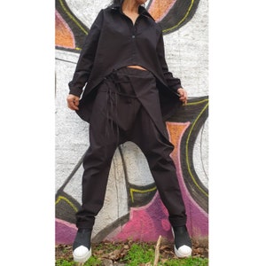 Extravagant Set/Gothic Two Piece Woman Set/Harem Woman Pants/Asymmetric Shirt/Avantgarde Set/Urban Trousers/Wide Shirt/Maxi Woman Clothing