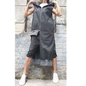 Grey Extravagant Vest/Asymmetric Cotton Vest/Casual Comfortable Vest/Sleeveless Vest/Hooded Vest/Zipper Everyday Vest/Maxi Woman Vest