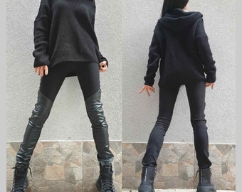Everyday Hooded Sweater/Wool Black Sweater/Casual Knitted Sweater/Long Sleeve Sweater /Extravagant Sweater /Outerwear By AngelBySilvia