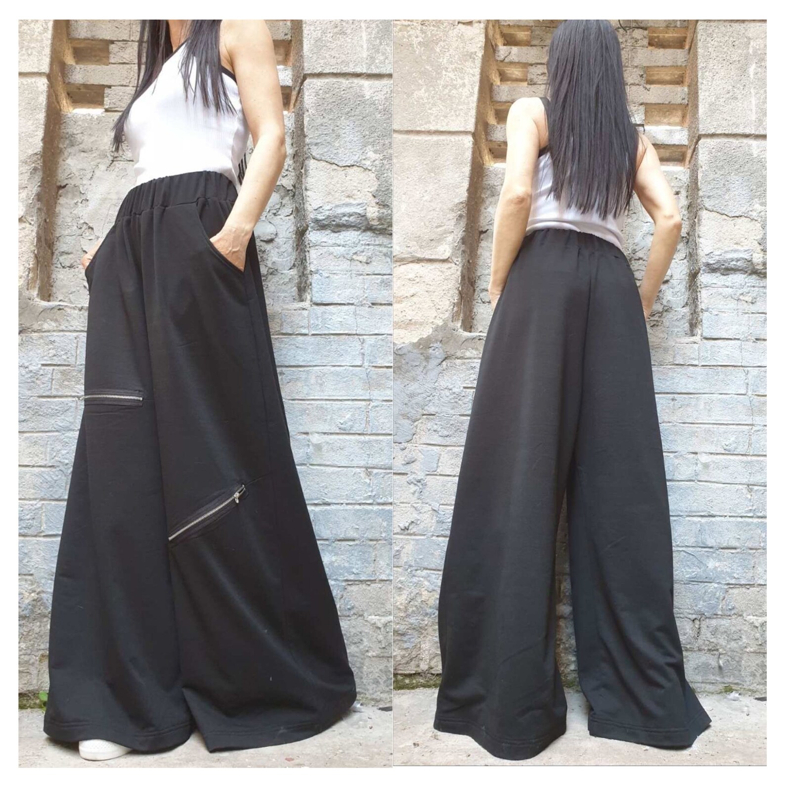 New Loose Black Pants/extravagant High Waist Pants/casual Wide Etsy