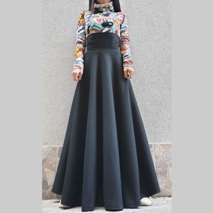 High Waist Skirt/Extravagant Long Skirt/Party Black Skirt/Casual Comfortable Skirt/Cocktail Women Skirt/Elegant Skirt