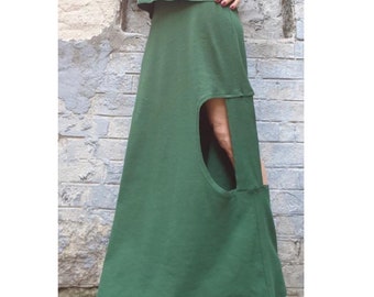 New Collection High Waist Green Skirt/Casual Long Skirt/Everyday Cotton Skirt/Extravagant Green Skirt/Sexy Woman Skirt/Summer Clothing