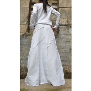 Two Piece White Set/extravagant Cotton Skirt Blouse Set/long White ...