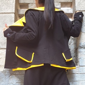 Black Yellow Blazer/Casual Comfortable Short Blazer/Long Sleeve Cotton Blazer/Blazer With Button/Blazer With Front Pockets/Extravagant Blaze