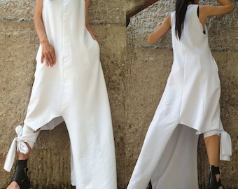 Asymmetrical White Sleeveless Dress / Modern Minimalist Design