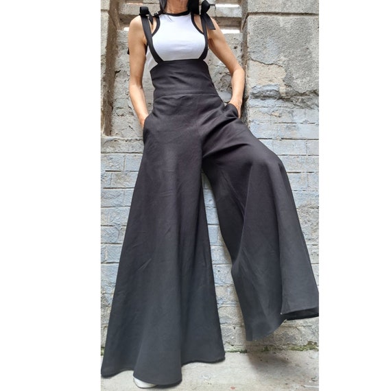 【in a row】Linen Span Skirt Pants Linen Pants, Skirt Pants, Gray Linen Pants, Wide Leg Pants